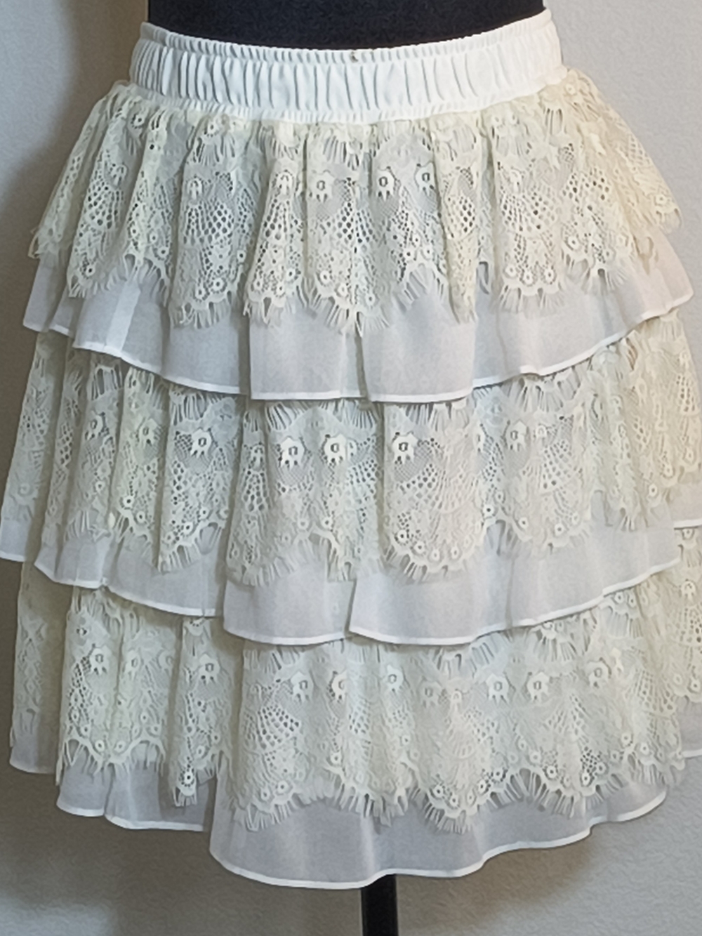 Forever 21 Cream Cottagecore Fairy Layered Lace Ruffle Skirt Size M